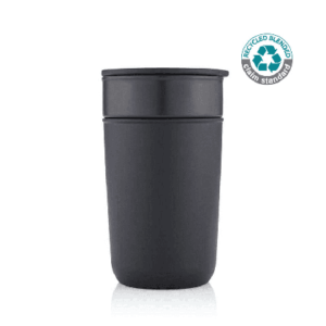 SAVONA-Hans Larsen Premium Ceramic Tumbler With Recycled Protective Sleeve -Black